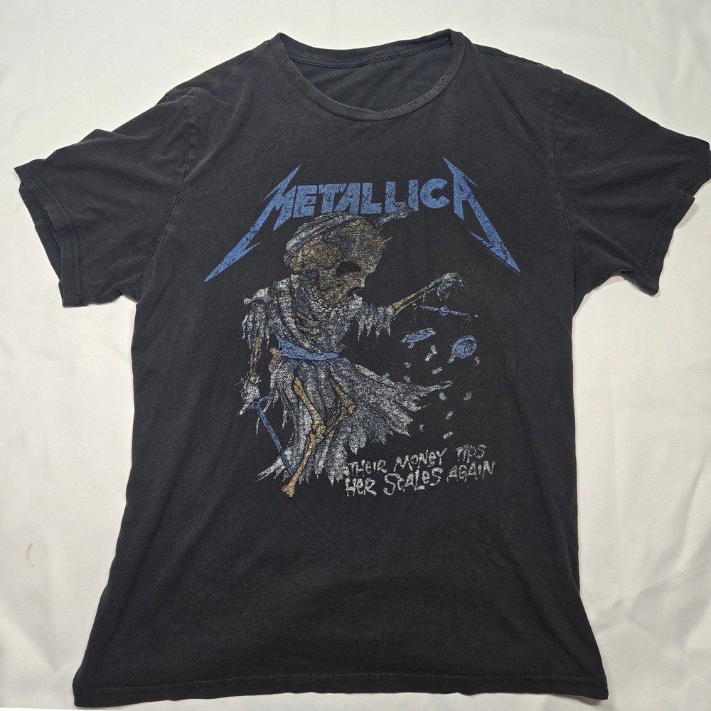 Metallica Shirt Mens L Distressed Thrashed Faded Black Heavy Metal Band Rock Tee